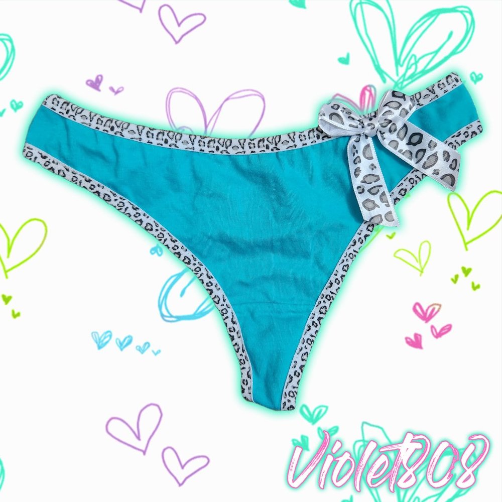 [M] Light Blue/Turquoise Leopard Print G-String Thong